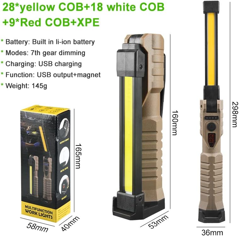 Lampe travail magnétique LED rechargeable – Support pliable, pivot 180° – Parfaite pour mécanique auto et interventions - 3