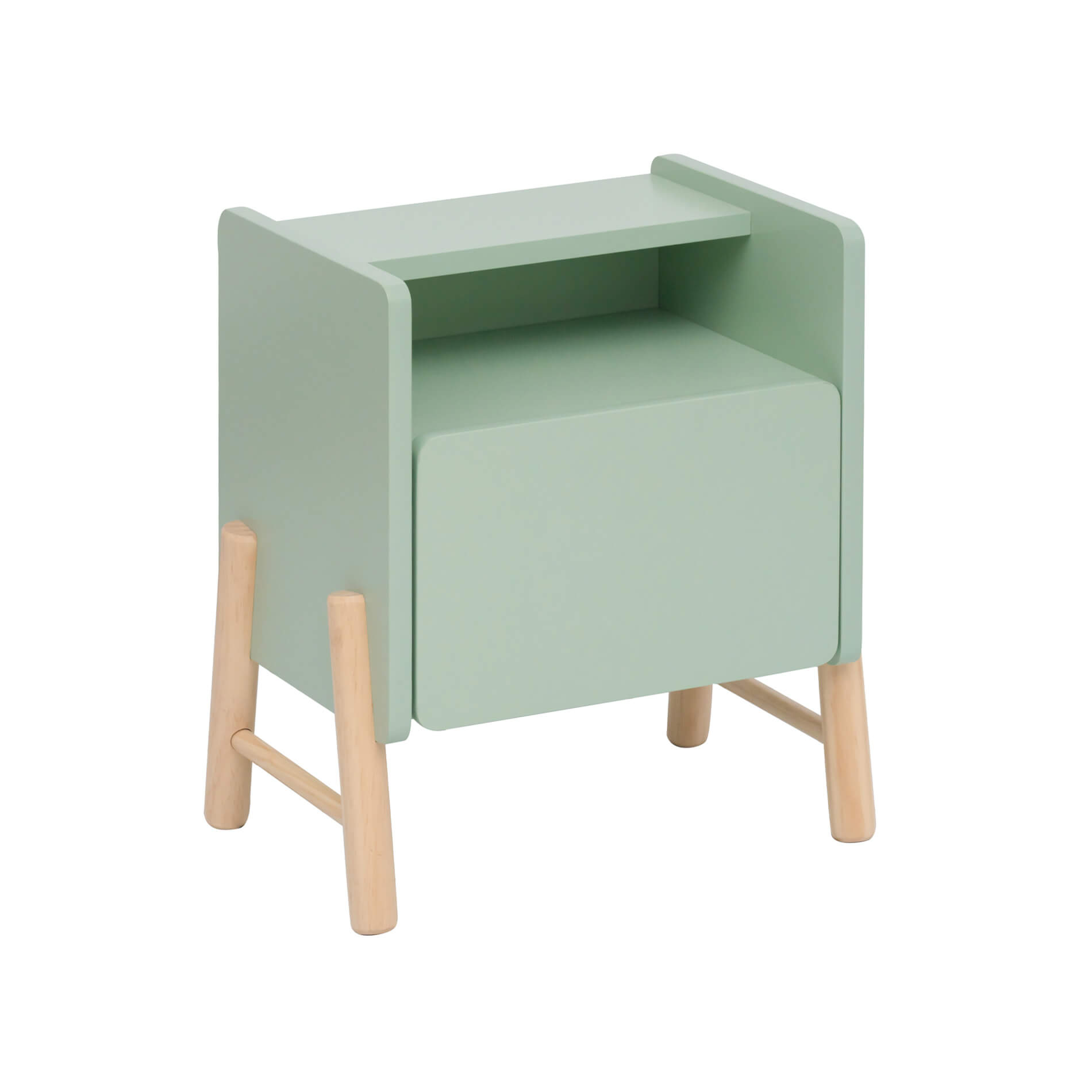 Rebecca Mobili Comodino Per Bambini, Bianco/marrone, MDF E Pino, Con Cassetto E Ripiano, 49x43x30 Cm