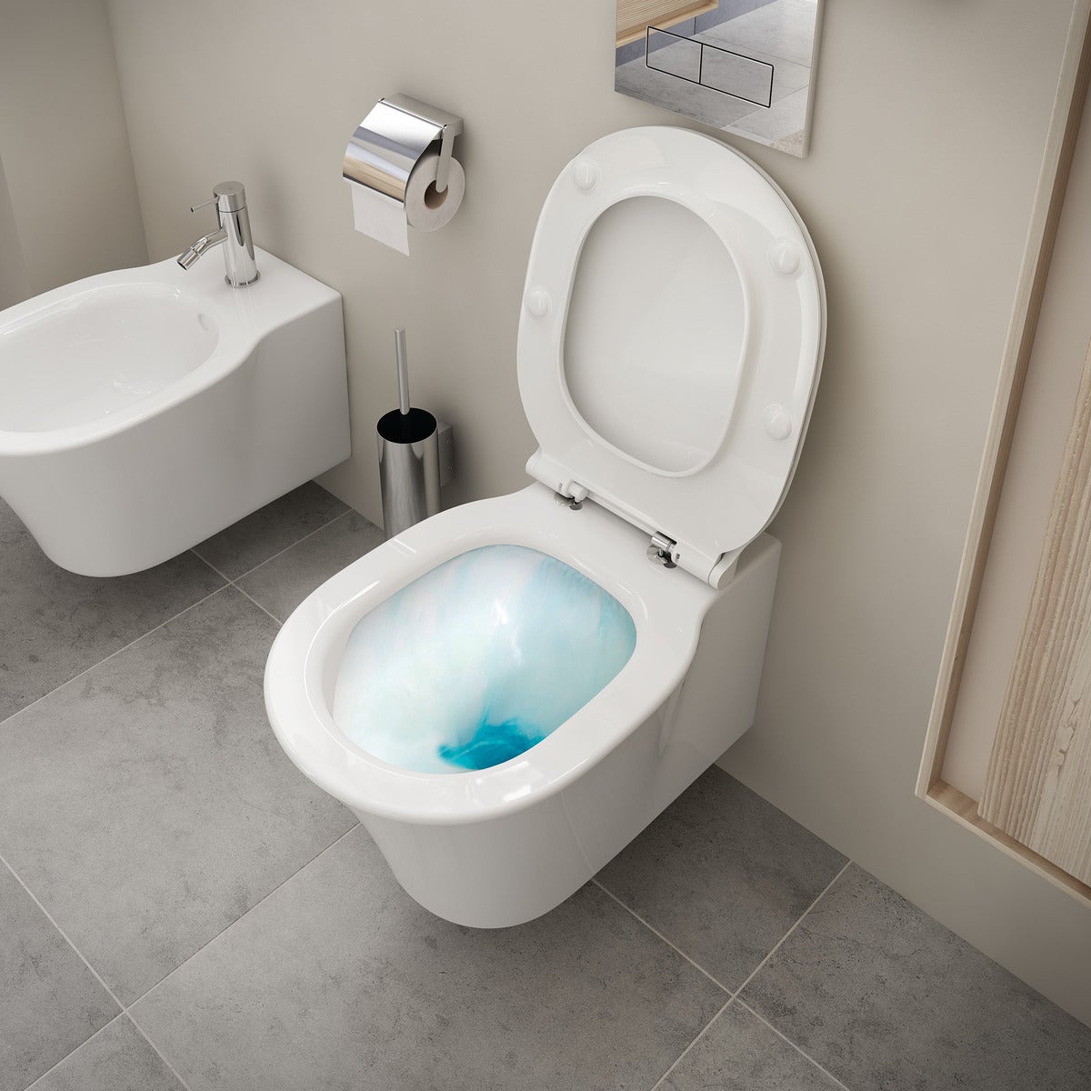 Set brosse WC CONNECT suspendu chrome IDEAL STANDARD | Leroy Merlin