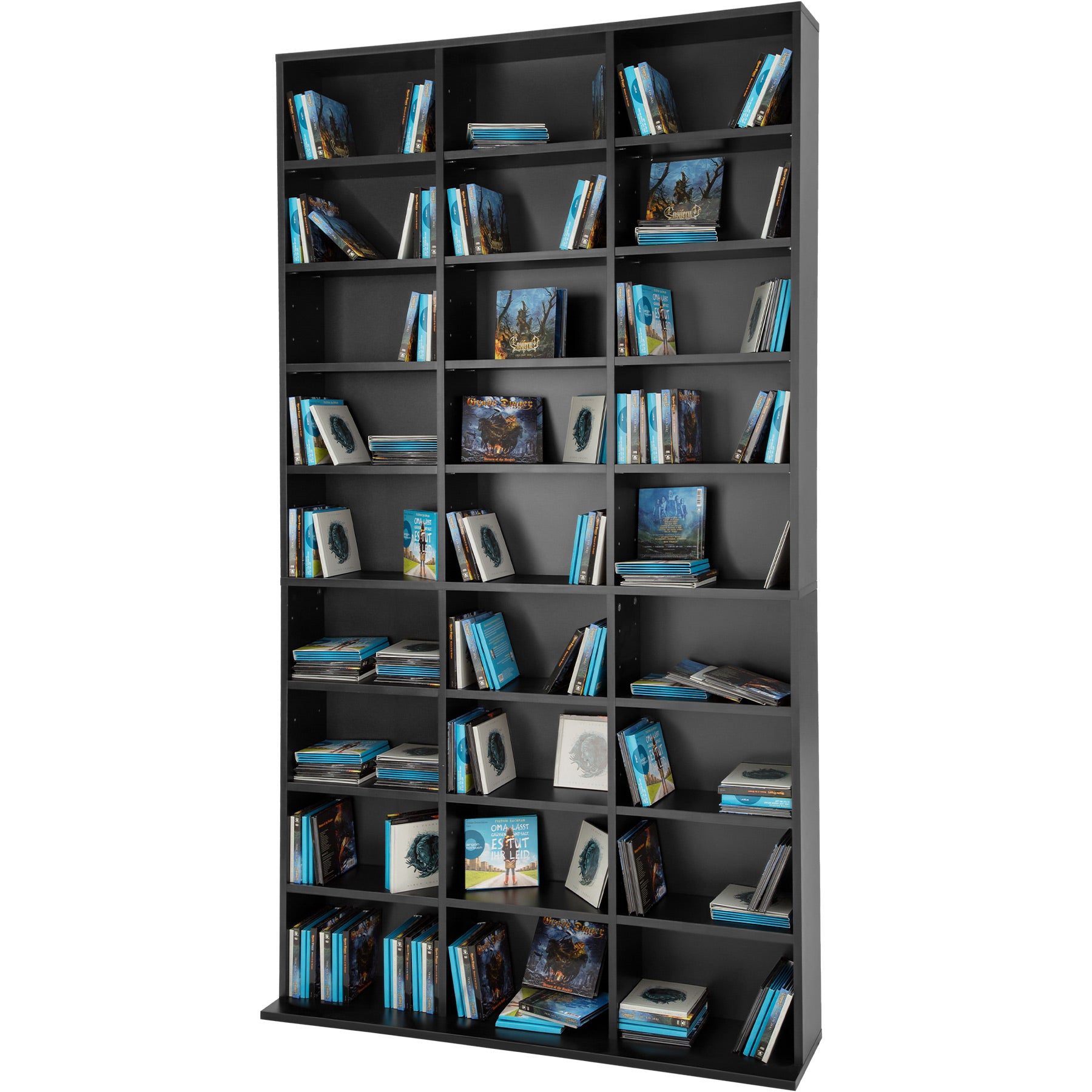 Estante para DVDs e CDs em MDF com 27 prateleiras removíveis e ajustáveis ​​em altura, 180x102x23,5 cm, preta, TECTAKE - 2