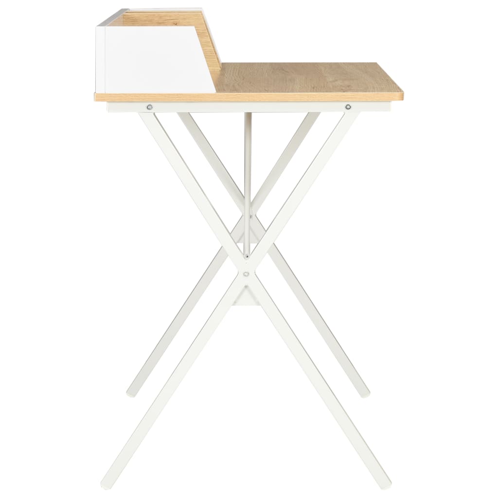 Bureau blanc et naturel 80x50x84 cm - COMFORTXL - 3