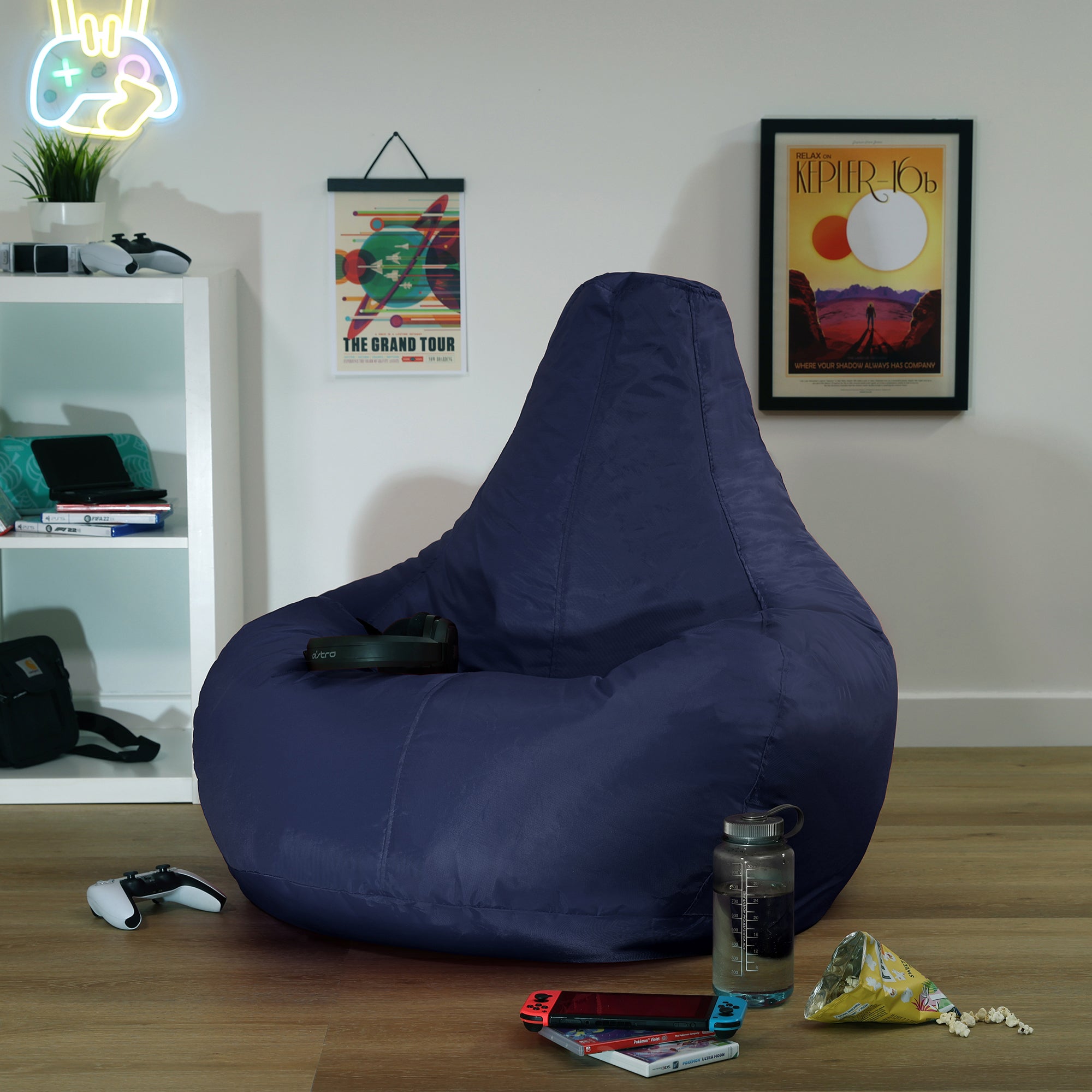 Pouf reclinabile con schienale alto Icon per interni ed esterni, soggiorno, giardino, blu navy, 84x84 cm, Oeko-Tex® - 2