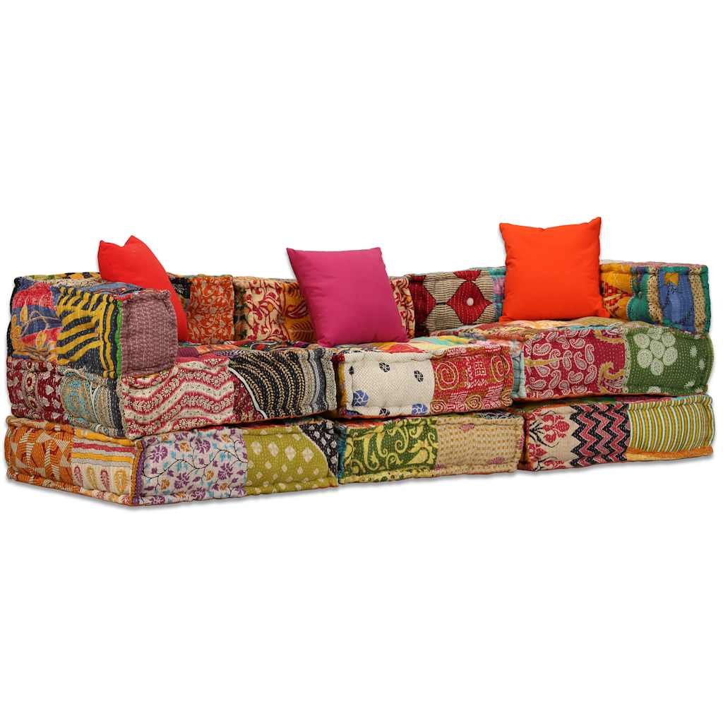 Puf modułowy, 3-osobowy, patchwork, tkanina vidaXL