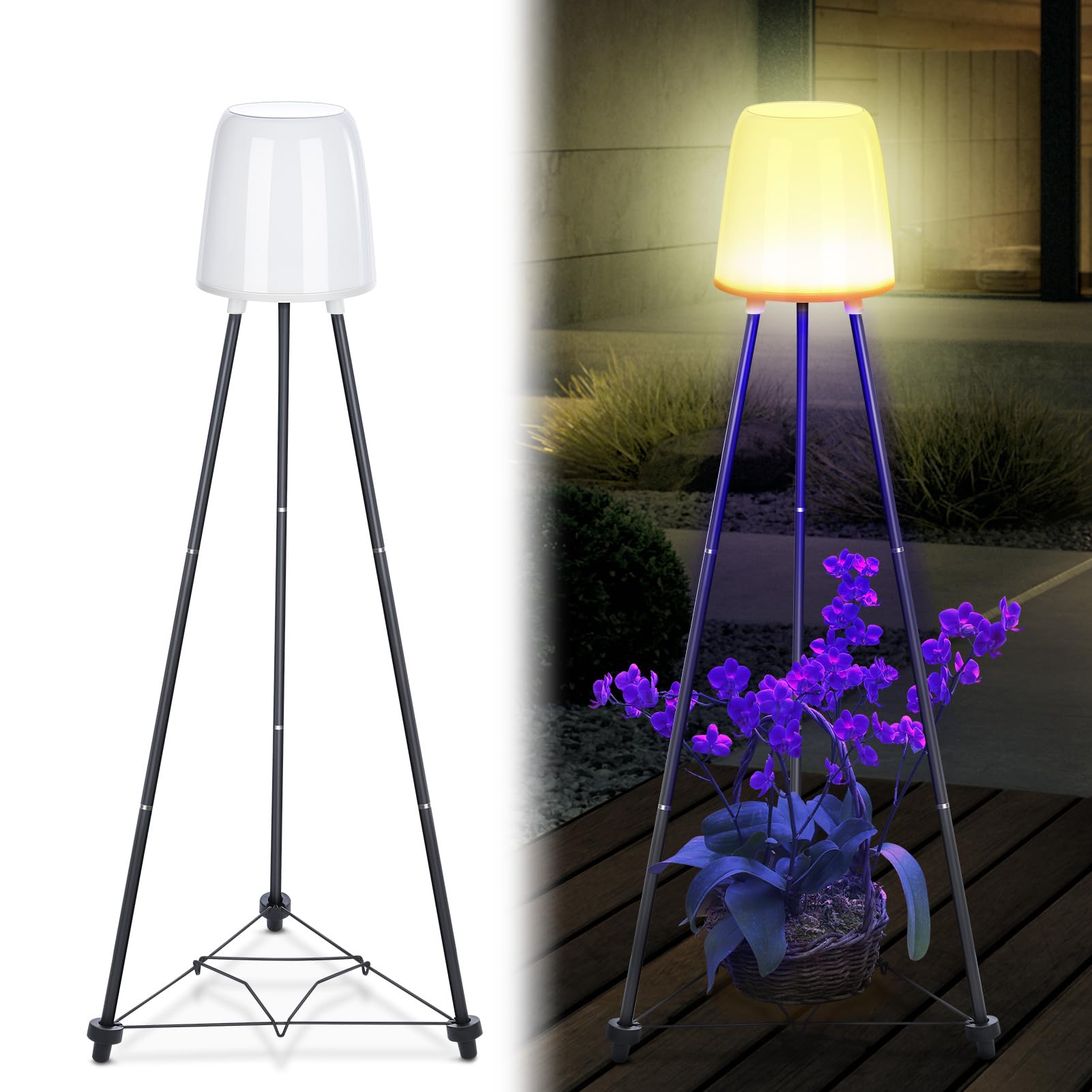 Metalowe lampy solarne o wysokości 107 cm ze wspornikami na rośliny Zewnętrzne lampy solarne Wodoszczelne latarnie solarne do ogrodu zewnętrznego