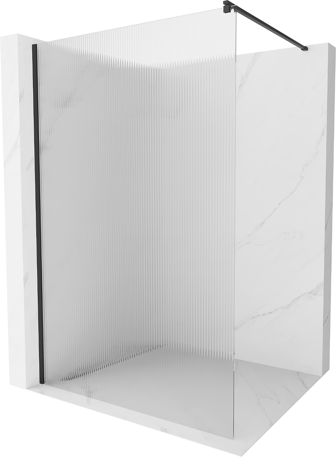 Mexen Kioto ścianka prysznicowa 110 x 200 cm, prążki 8 mm, czarna - 800-110-101-70-09