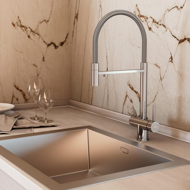 Grifo extraÃble osmosis de cocina acero IO Leroy Merlin