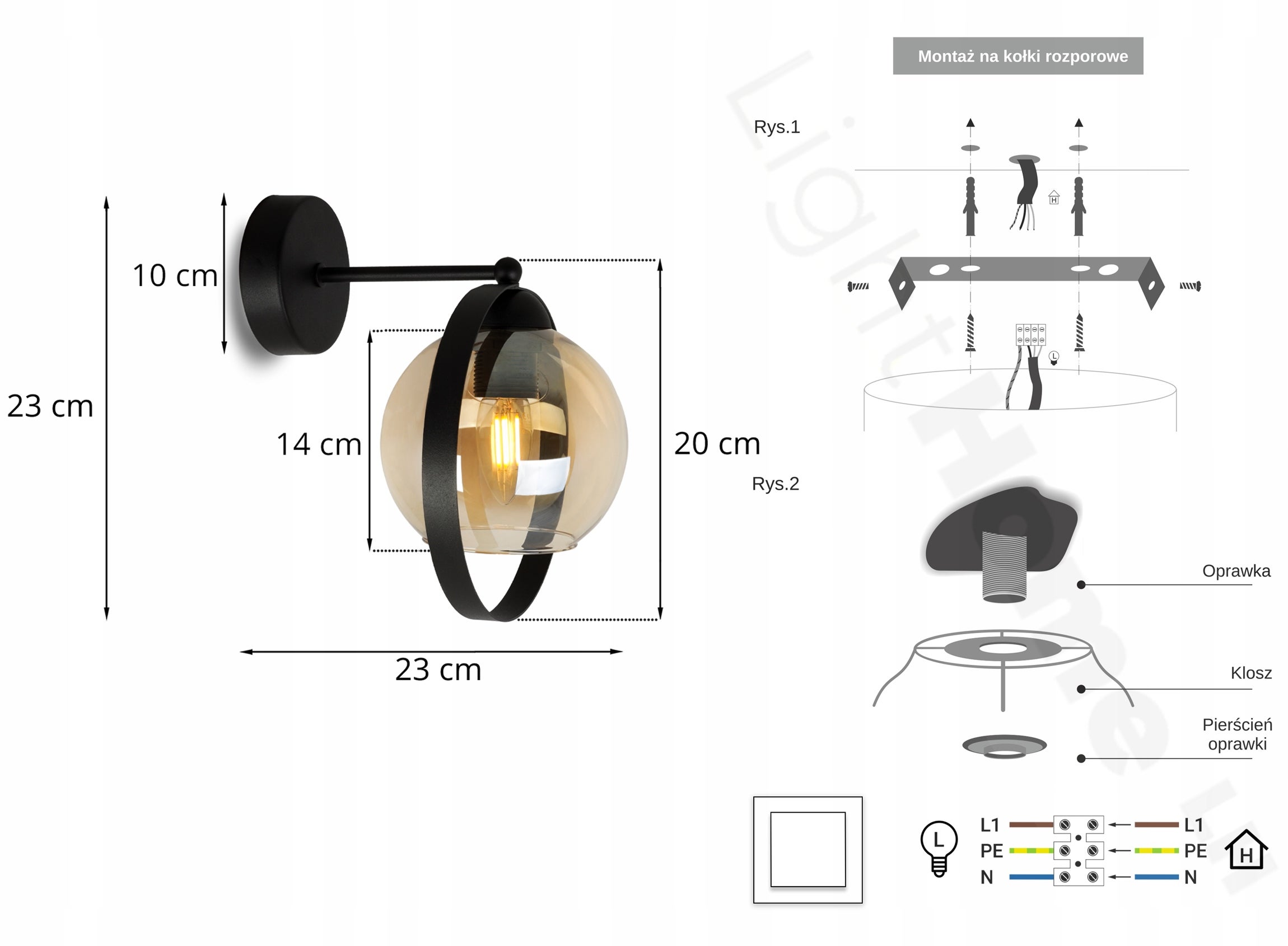 Lampa kinkiet ścienny Ring Haga modern 1xE27 klosz pierścień złoty Light Home LH - 7