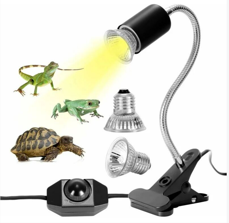 Zestaw lampy grzewczej, grzewcza listwa świetlna dla gadów, 2 żarówki 25 W 50 W, długa obrotowa podstawa, odpowiednia dla żółwi, gadów, jaszczurek