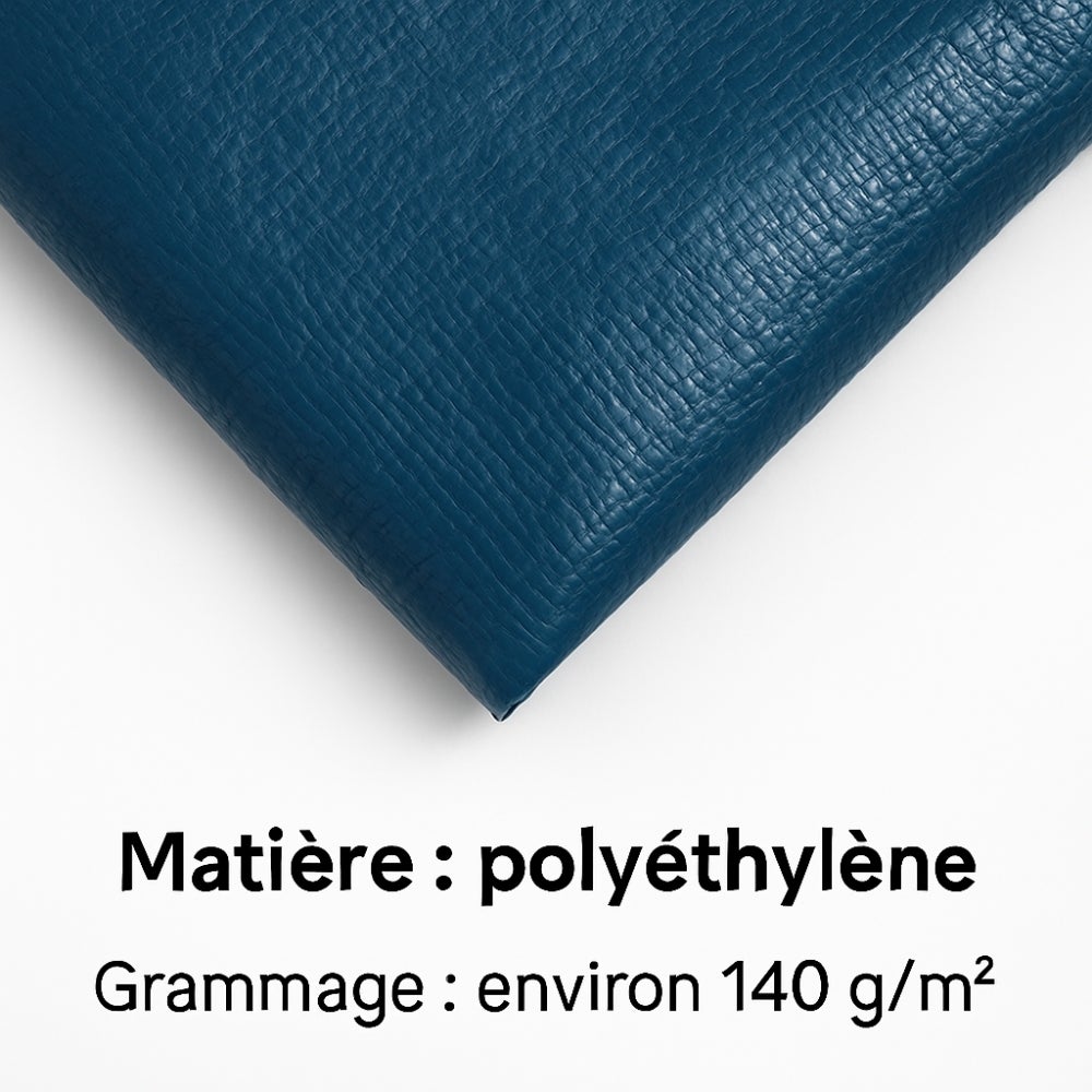 Bâche Piscine Ronde 6.2 m, 140 g/m² - Bache Hivernage Piscine Hors Sol - Filet d'Écoulement 35 x 35 cm, Cordon de Serrage - Pour piscine 5.40 m - Bleu - 4