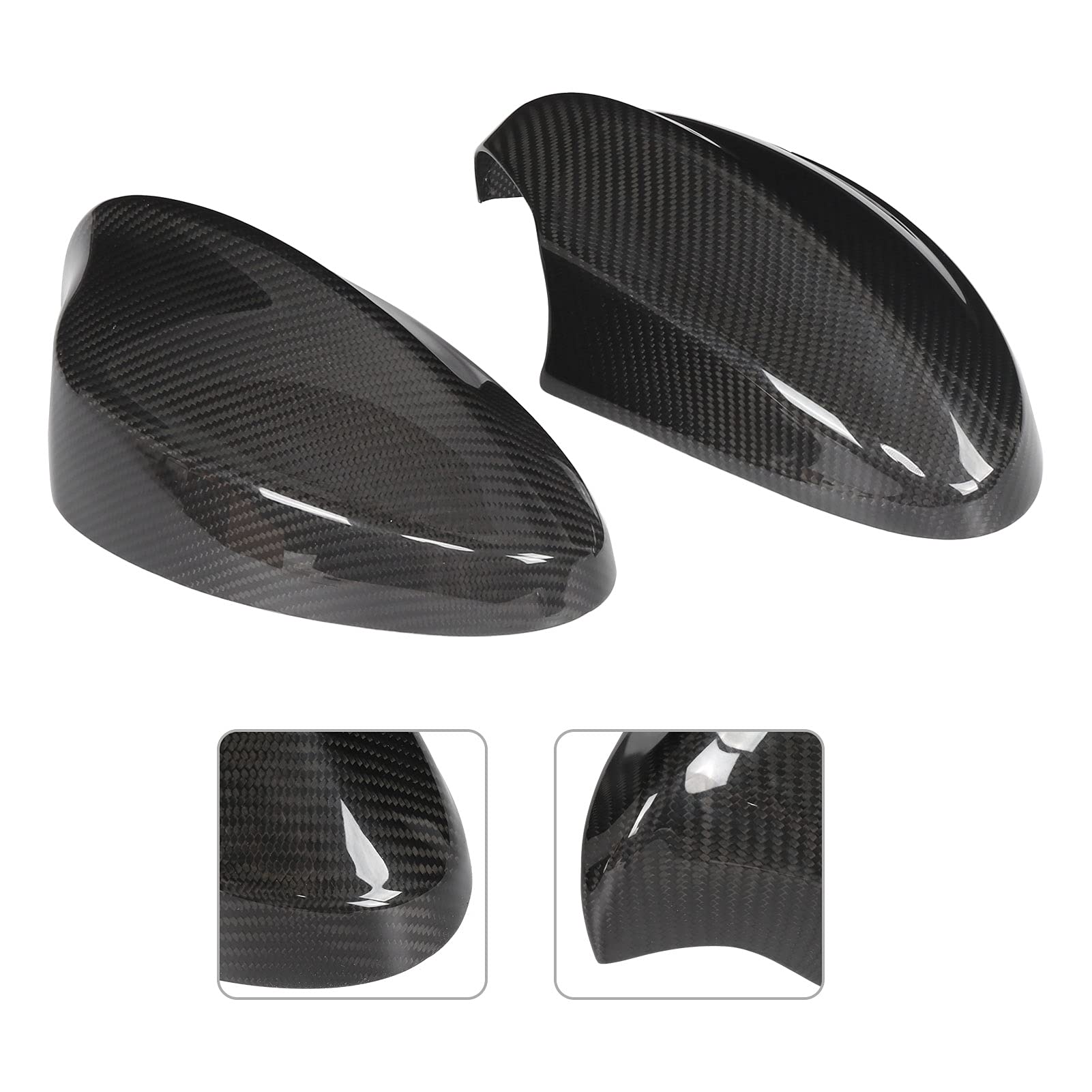 pezzi Copri specchietto retrovisore AddOn Tappo di ricambio in fibra di carbonio per Serie 3 E90 PreLCI 2005-2008 - 3