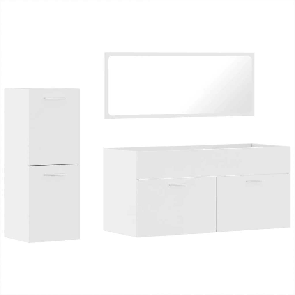 Ensemble Meubles Salle De Bain Vicco Ilias 3 Pièces - Blanc Ultra-brillant