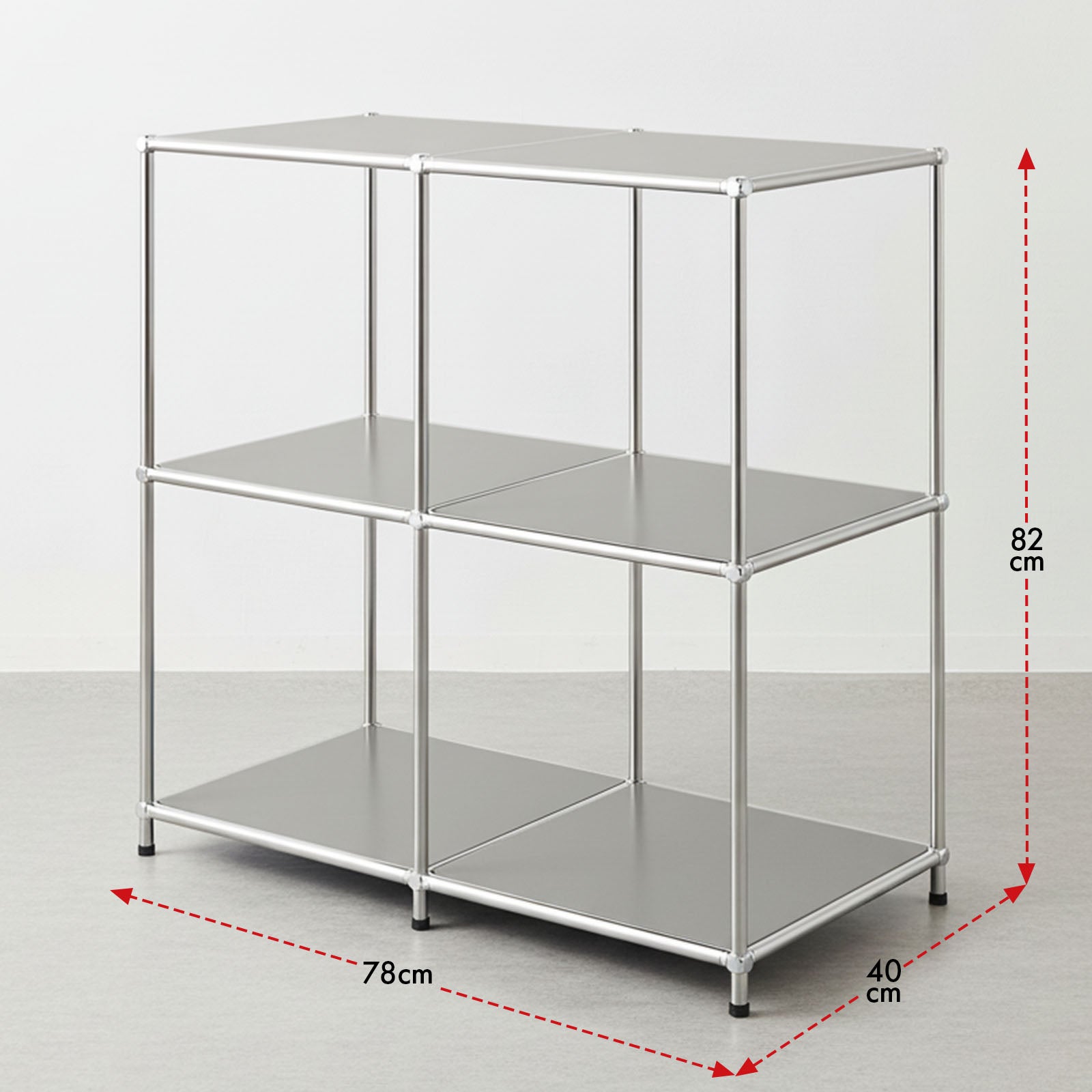 Étagère métal chromé design épuré, Concept Epuré MK-027 : 3 étages, 78 x 40 x 82 cm, Gris - 3