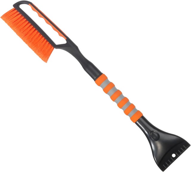 Brosse à neige et grattoir à glace pour pare-brise, 67 cm, 2 en 1 (1 pièce, orange)