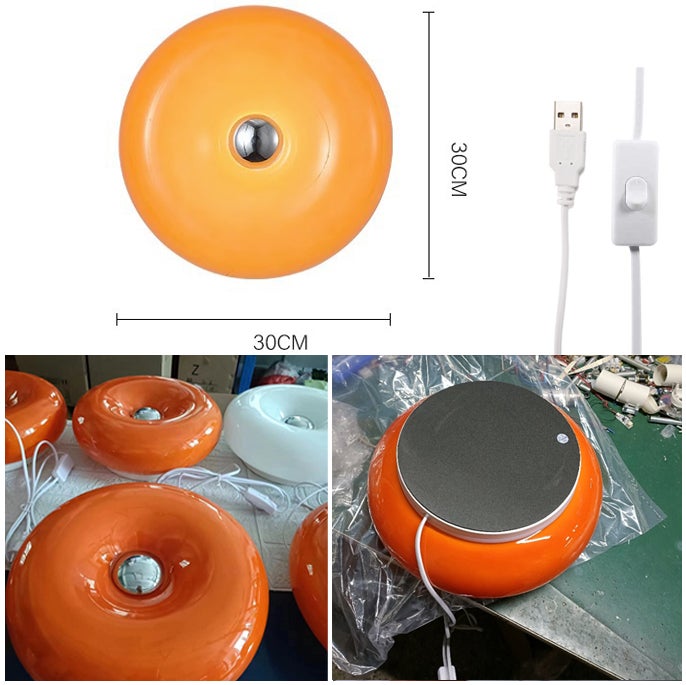 Lampe à poser, Lampe Donut Touch, Lampe d'ambiance rétro Bauhaus, Lampe de bureau LED, Lampe de chevet avec 3 modes d'éclairage, Orange - 5