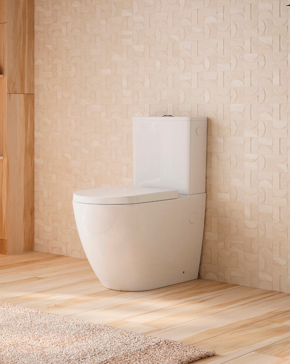 Panza Wc Inodoro Completo Compacto Adosado a Pared | Rimless y Antibacterias | Salida Dual y Asiento Caída Amortiguada - 2