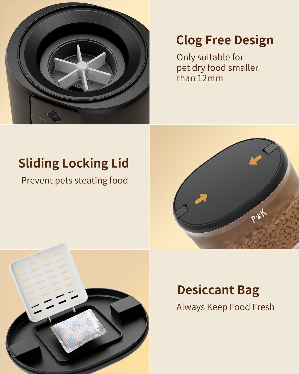 Distributeur Croquettes Chat Automatique, 4L Mangeoire Automatique pour Chat avec Caméra 1080P 2,4 G WiFi Enregistrement Vocal (Noir) - 7