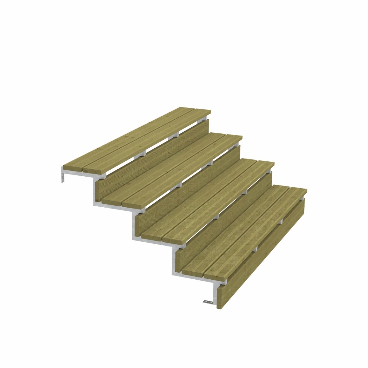 Pack 2 pièces - Limon acier galvanisé 4 marches - H 68cm - Option contremarches - 4