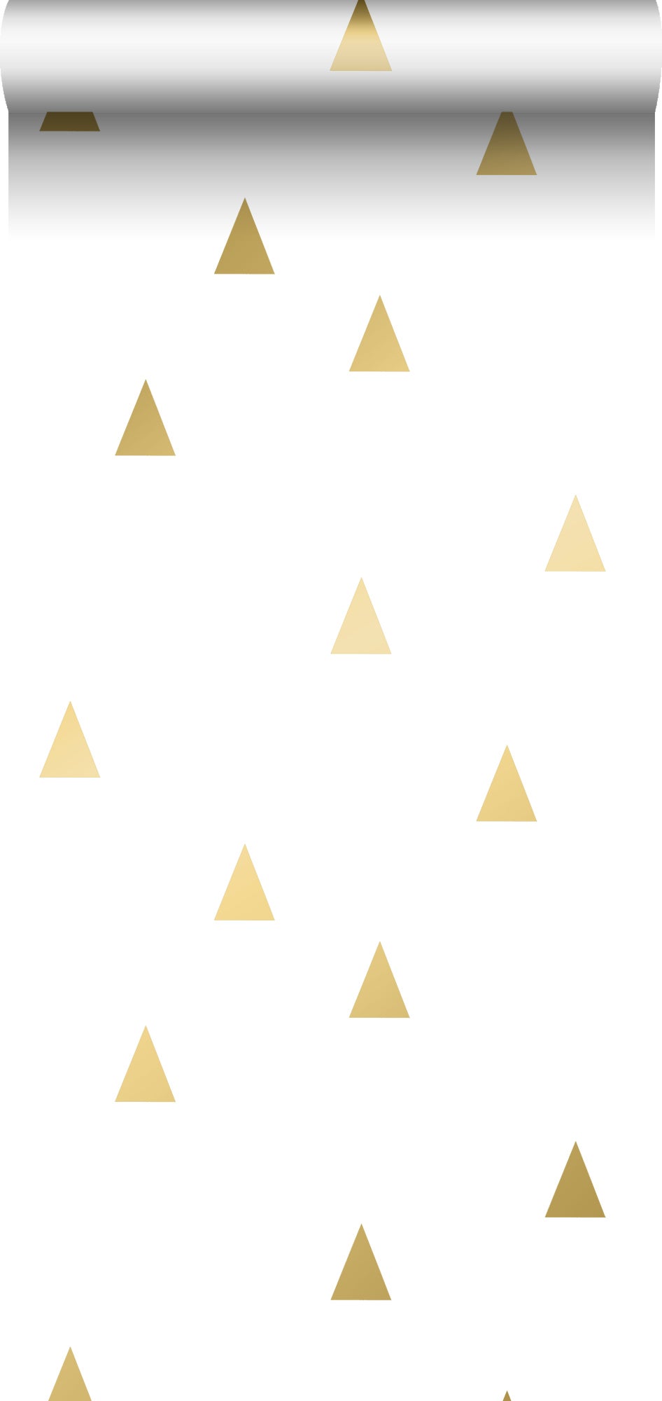 Papel pintado triángulos gráficos oro brillante claro y blanco - 53 cm x 10,05 m - estahome