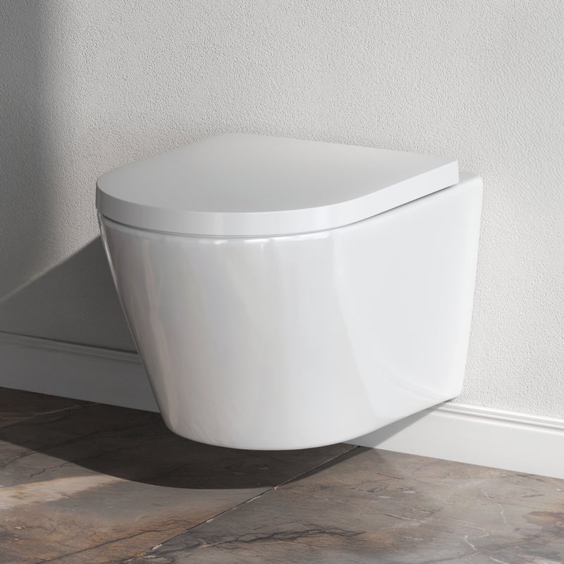 Miska WC wisząca toaleta FlashClean bezrantowa z miękko zamykającą się deską sedesową, CNA1700SC biała AM.PM