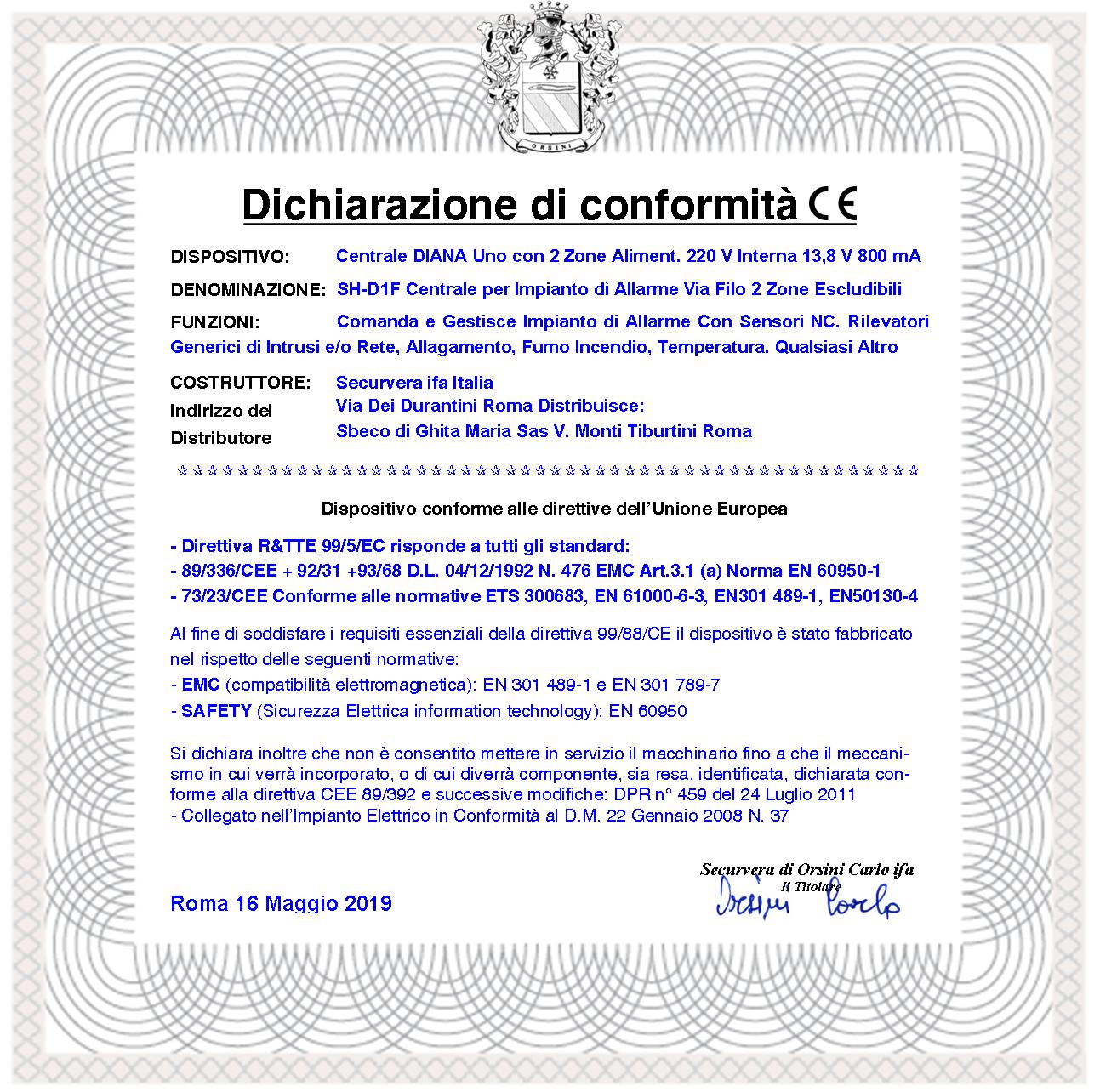 Diana Centrale 2 Zone Allarme Chiave Meccanica Batteria 12 V 1,2 Ah per Impianto Antifurto Filare. Gestisce Sensori Ingresso Per Comando Remoto o Tele - 4