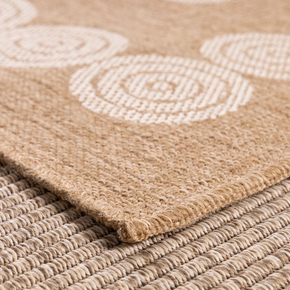 Tapis extérieur 200x290 tissé kilim beige et blanc JUTE ART 8 - 3