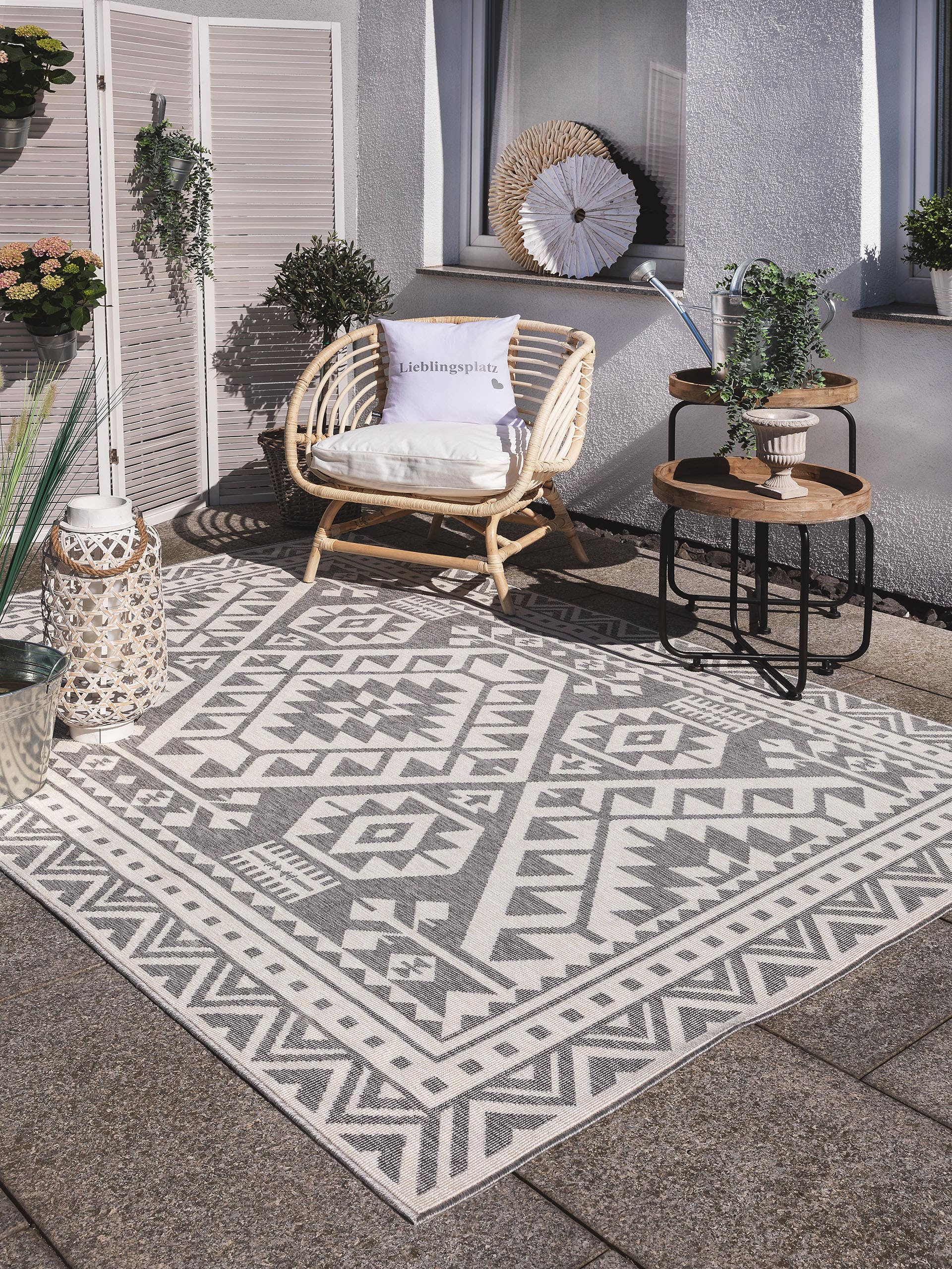 BENUTA - Tapis d'extérieur & intérieur crème/gris 160x230 cm | Leroy Merlin