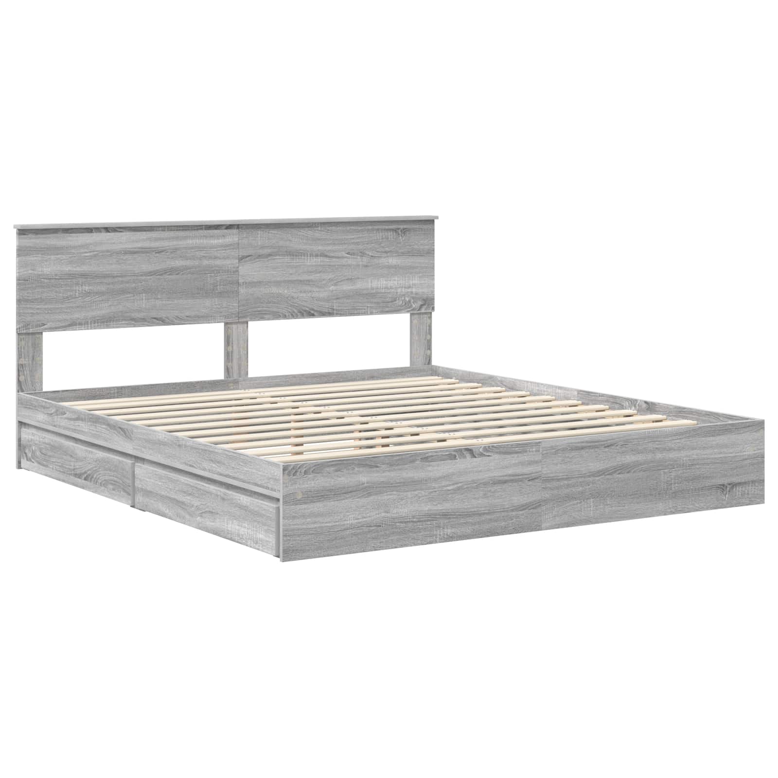 Lit de rangement gris 180 x 200 cm en panneau de bois - 4