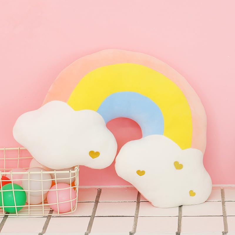 Coussin en forme d'arc-en-ciel, coussin en peluche douce de 45 cm pour décoration de chambre d'enfant, canapé, lit, voiture, coussin de nuque - 5