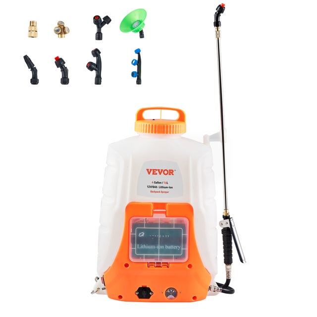 Pulvérisateur à Dos SucceBuy 15 L à Batterie, 0–6,2 bar, 8 Buses & 2 Lances, Débit 4,1 L/min, Autonomie Longue pour Jardin Nettoyage Désinfection