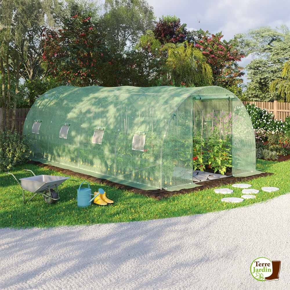 Bâche de rechange pour serre tunnel 140g/m² - 3 x 6 m - 18 m² - Vert - 3