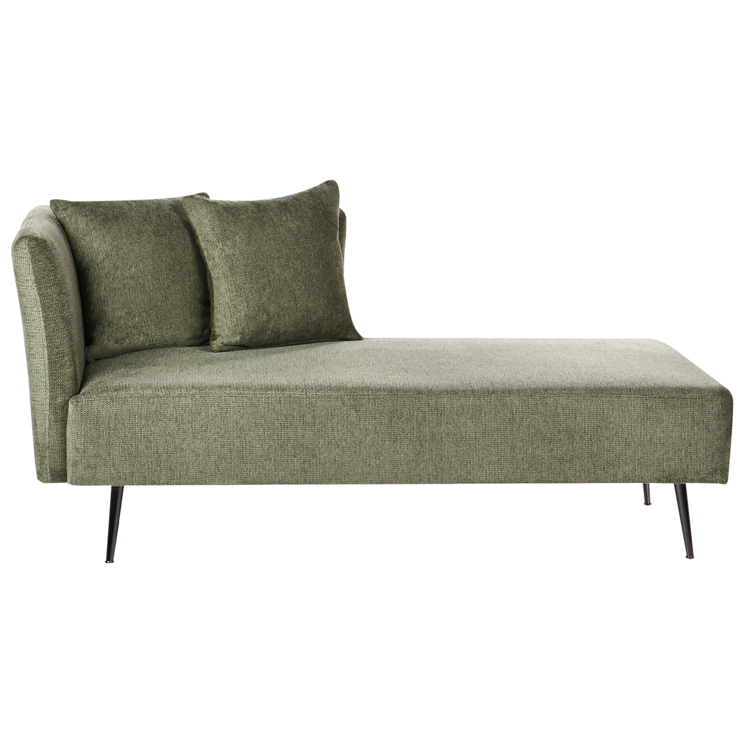 Chaise Longue Beige Stile Chesterfield – Versione Sinistra – Rivestimento In Tessuto, Bottoni E Chiodi Decorativi – Per Soggiorno E Corridoio