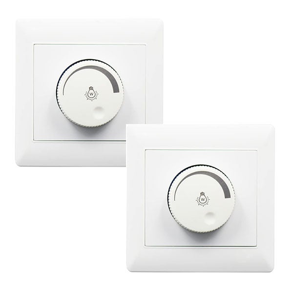 Ściemniacz ścienny 2ps, obrotowy panel sterowania oświetleniem z pokrętłem - AC180-265V - biały