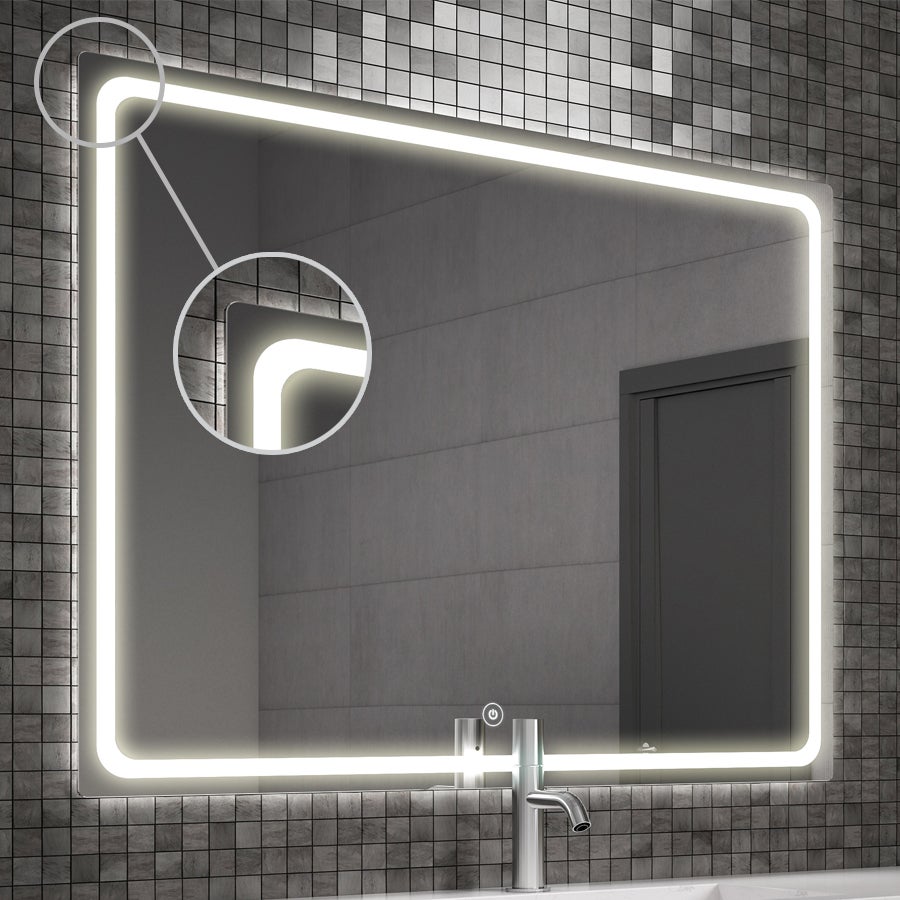 Meuble de salle de bain simple vasque - 3 tiroirs - PALMA et miroir Led VELDI - ebony (bois noir) - 100cm - 9