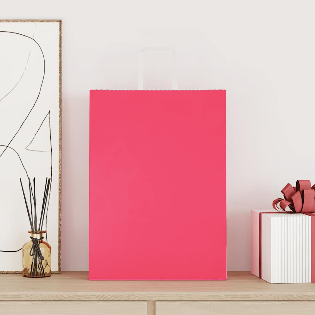 Torby papierowe 50 szt. z uchwytami Różowe 32x17x44 cm vidaXL