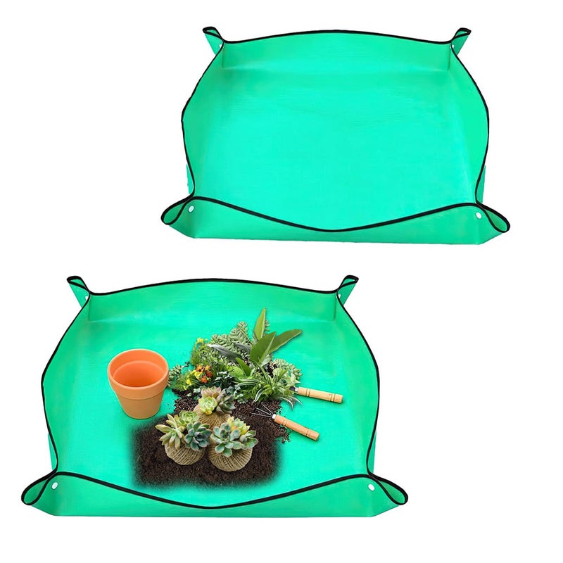 Zestaw 2 mat pod rośliny – 66 x 66 cm – mata ogrodowa – zielony polietylen – wodoodporna mata pod rośliny