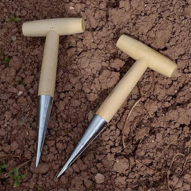 Confezione da 2 seminatrici da giardino, perforatrice a T in acciaio inossidabile,trapano per terreno, adatta per il trapianto di piantine e la semina