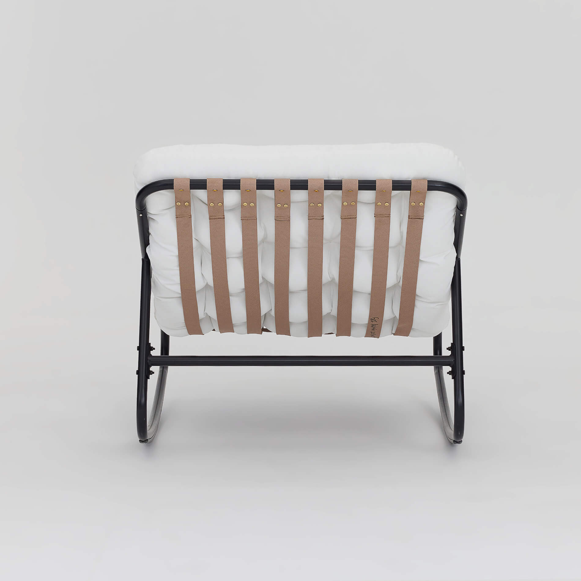 Fauteuil à Bascule Rebecca Mobili Qatran 74x78x101 Acier Polyester Blanc Gris Moderne - 7