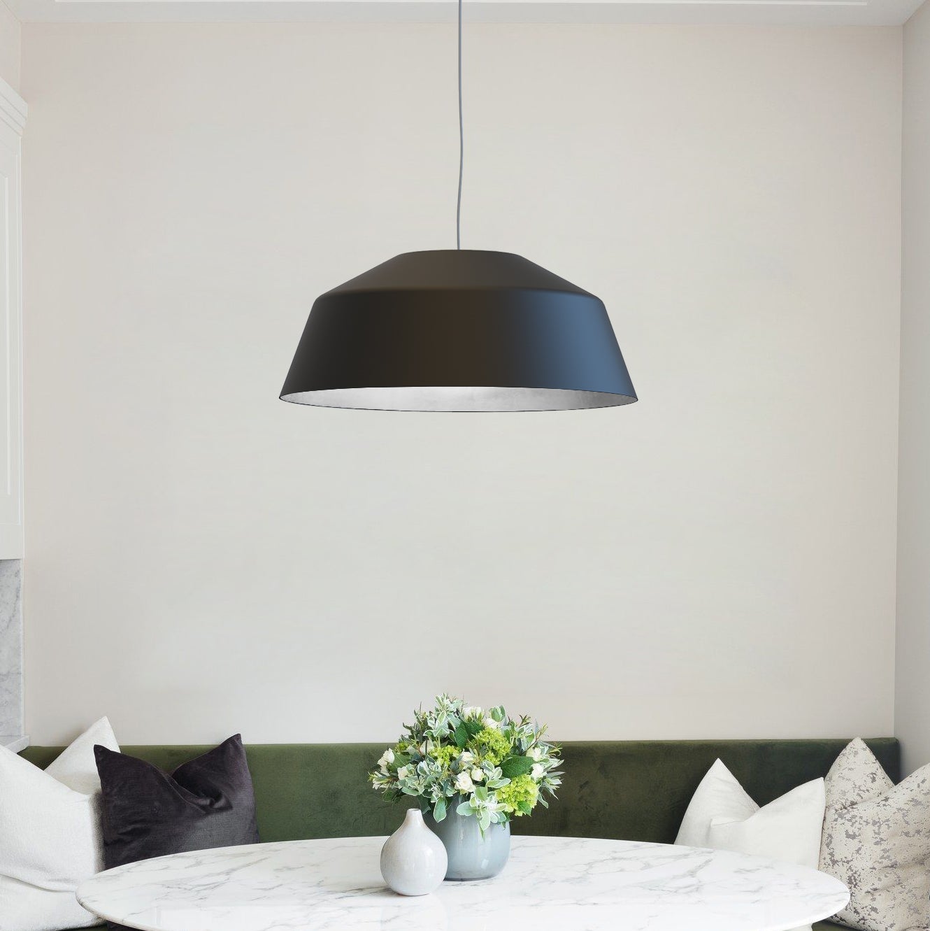 LUMICOM | TOKYO Suspension, 1xE27, max 42W, métal, noir mat/feuille d'argent, D.35cm - 5
