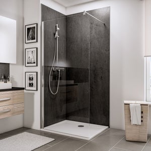 Schulte paroi de douche à l'italienne, 80x190 cm, paroi de douche fixe, anticalcaire, verre 5 mm, transparent, profilé aspect chromé, NewStyle