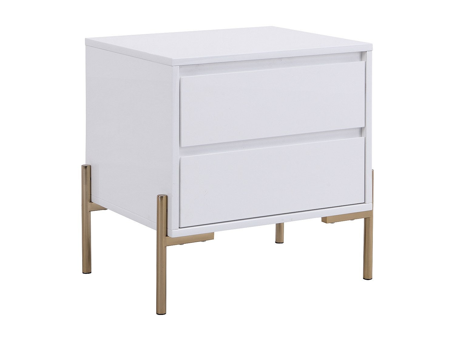 Table de chevet 2 tiroirs - MDF et métal - Blanc laqué et doré - KORASA de Pascal Morabito - 2