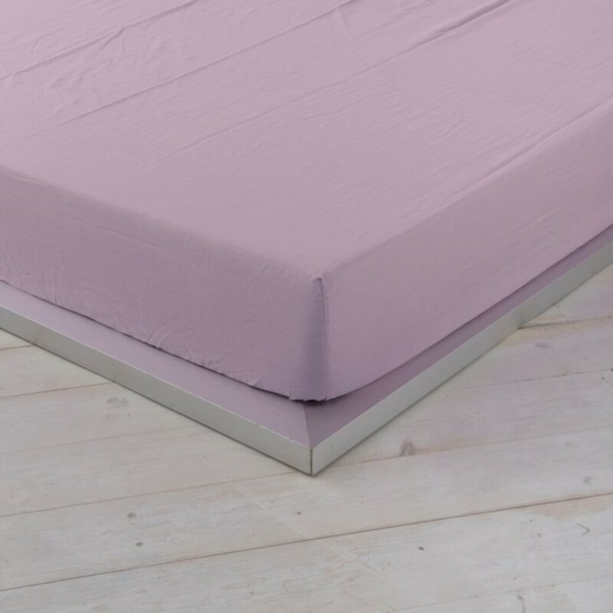 Sábana bajera ajustable naturals lila cama de 135 (135 x 200 cm)