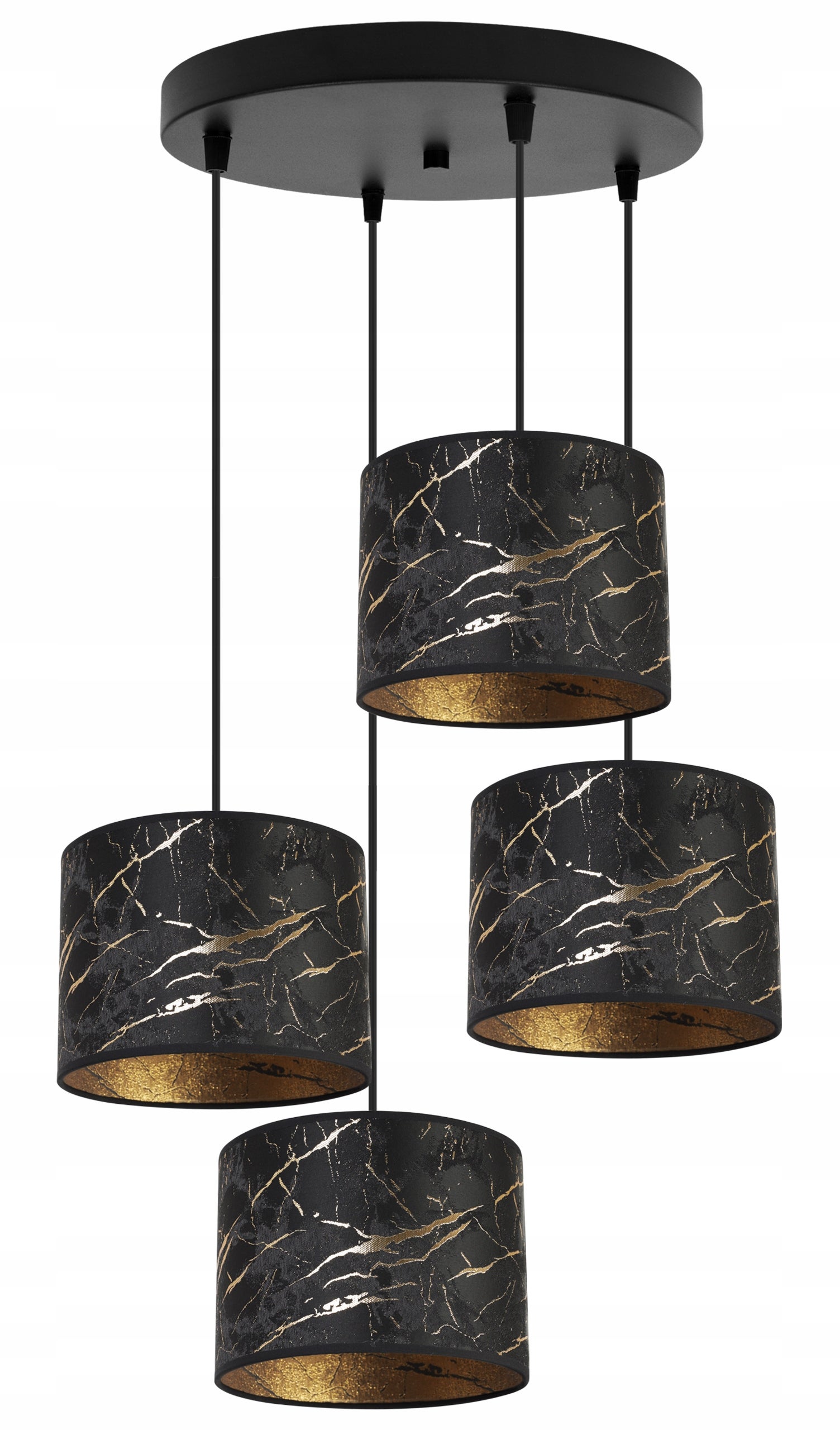 Lampa sufitowa wisząca boho Werona 4xE27 klosz owalny wzorzysty czarny/złoty Light Home LH