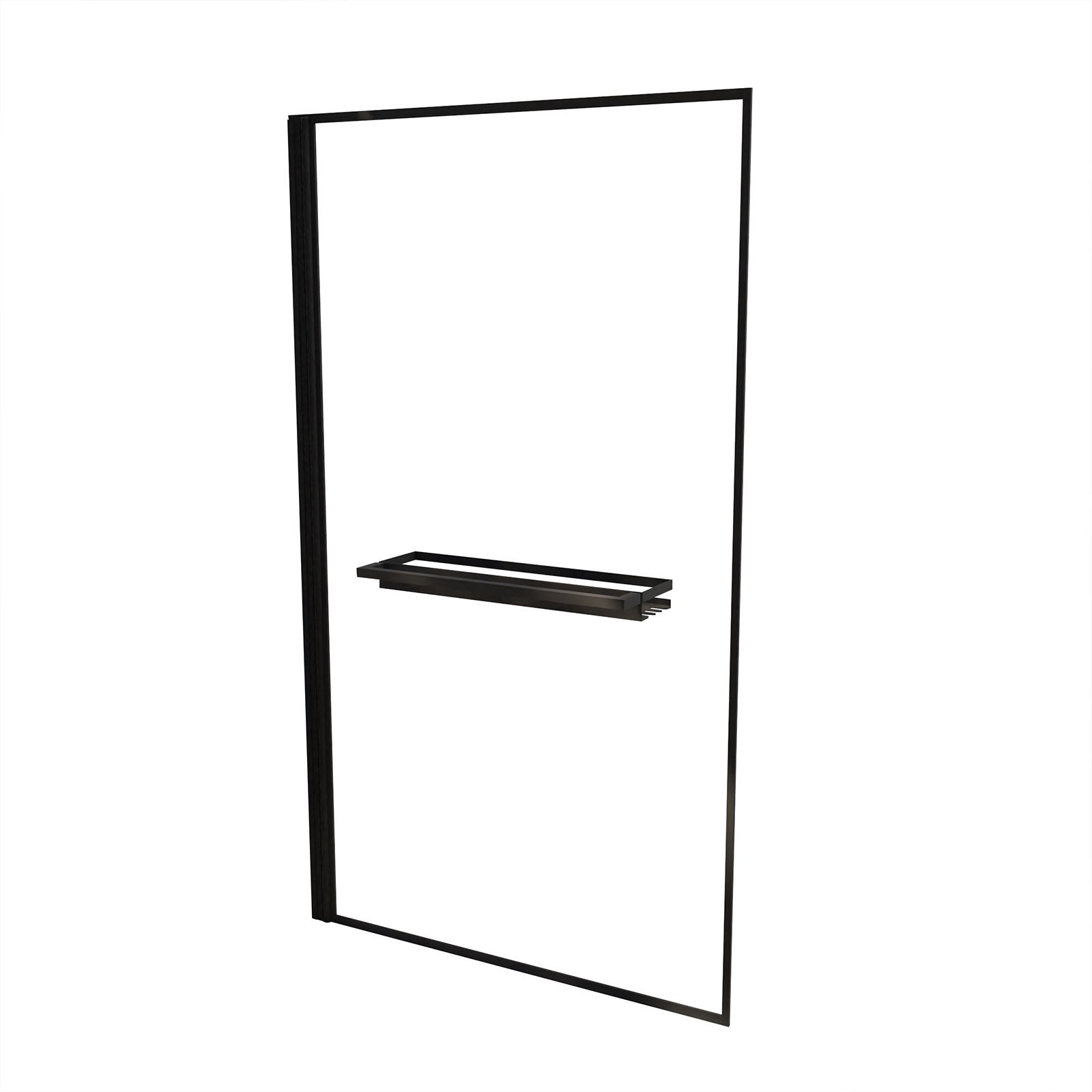 Pare baignoire Rabattable 80x140 cm en Verre Trempé - Porte-Serviette et Etagère Noir Mat - 3
