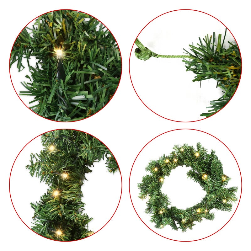 Guirlanda de Natal da Noëll Coroa decorativa luminosa integrada com iluminação 5 metros de cor verde equipada com 100 lâmpadas LED - 6