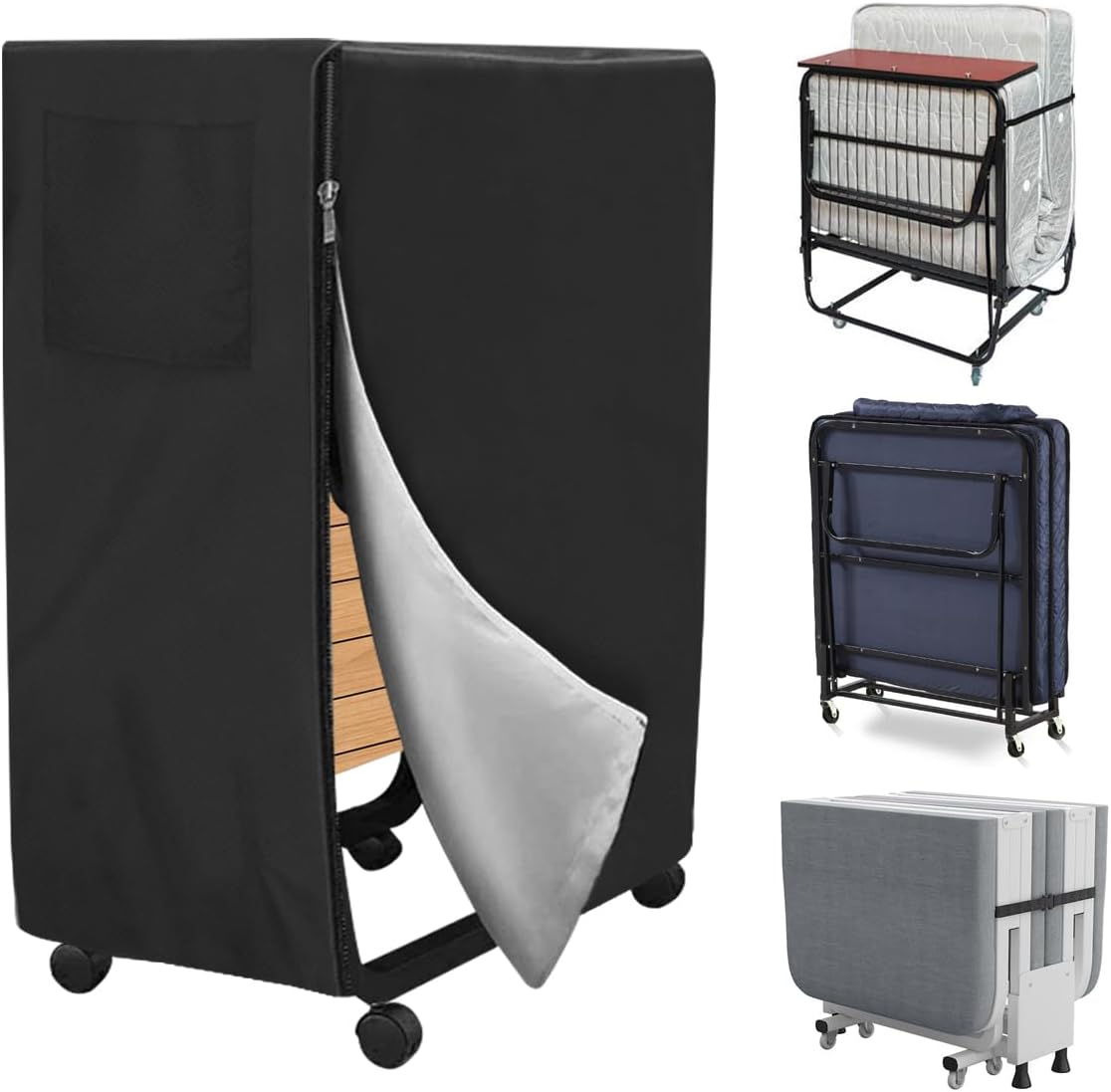 Czarny, 99 x 38 x 114 cm, składany pokrowiec na materac, wodoodporny pokrowiec na łóżko składane, pokrowiec Oxford na łóżko składane, ochraniacz na łó