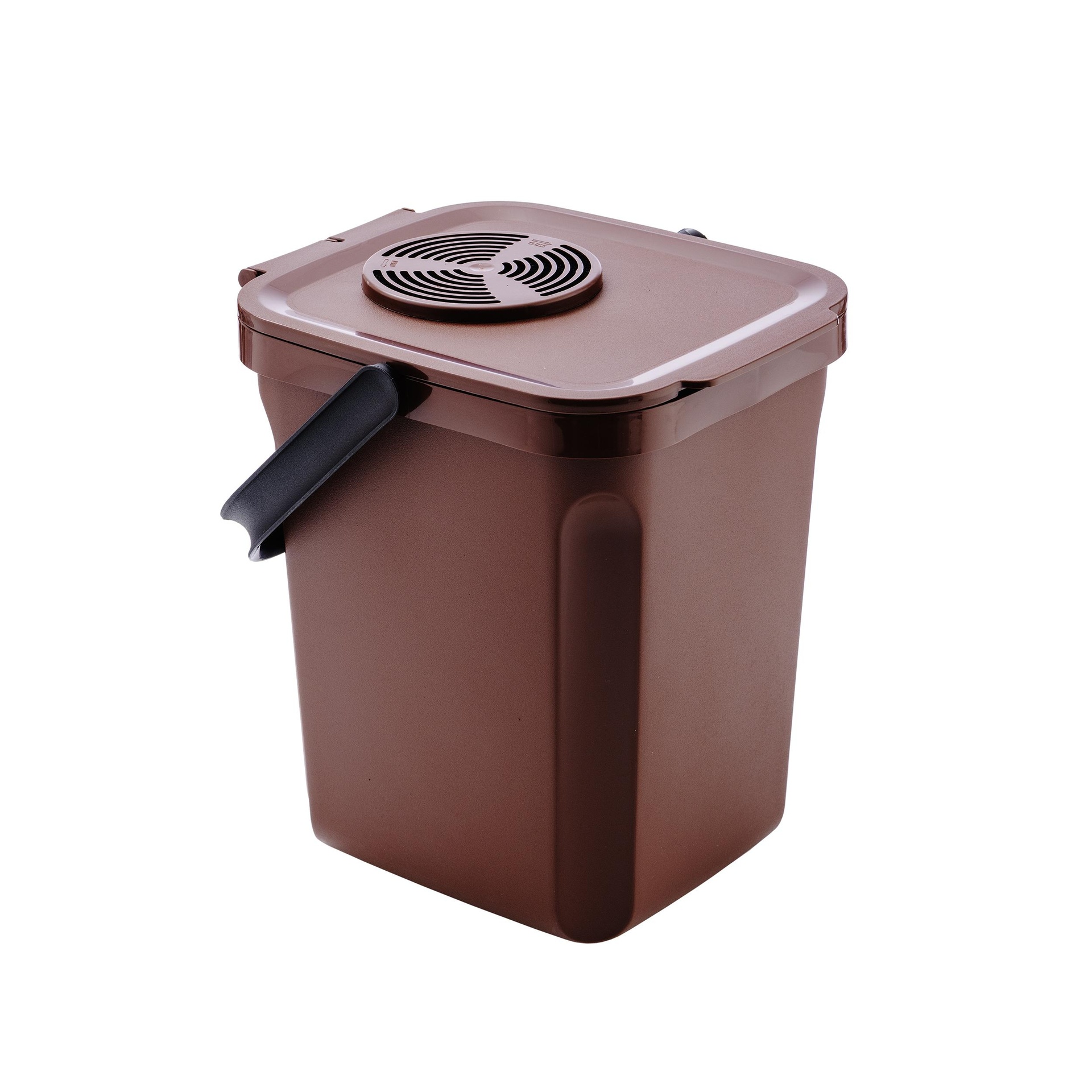 Cubo con filtro de carbon activo para residuos organicos 10 litros. Color Marron. Leroy Merlin