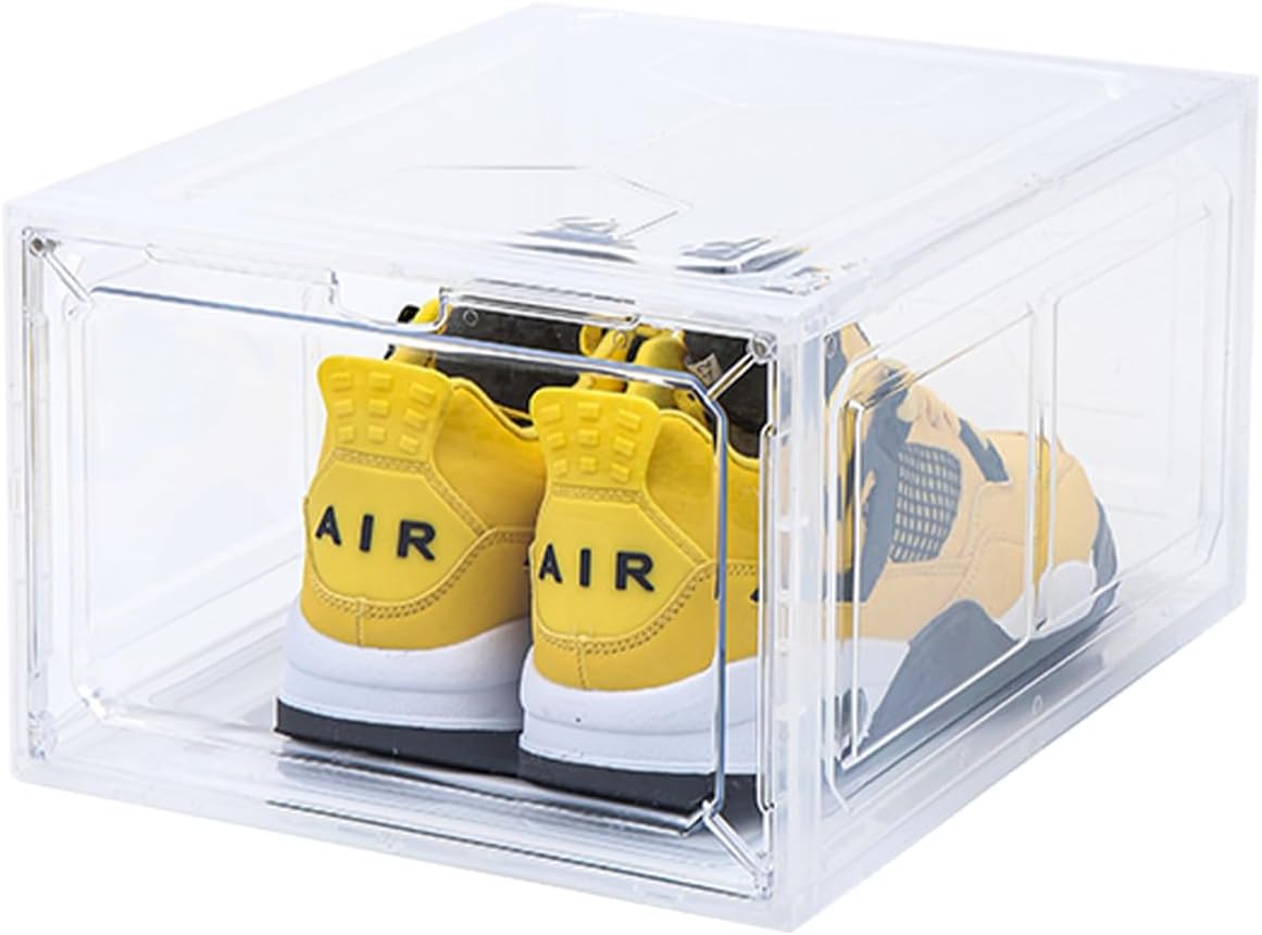 Boîte à chaussures empilable avec ouverture magnétique frontale