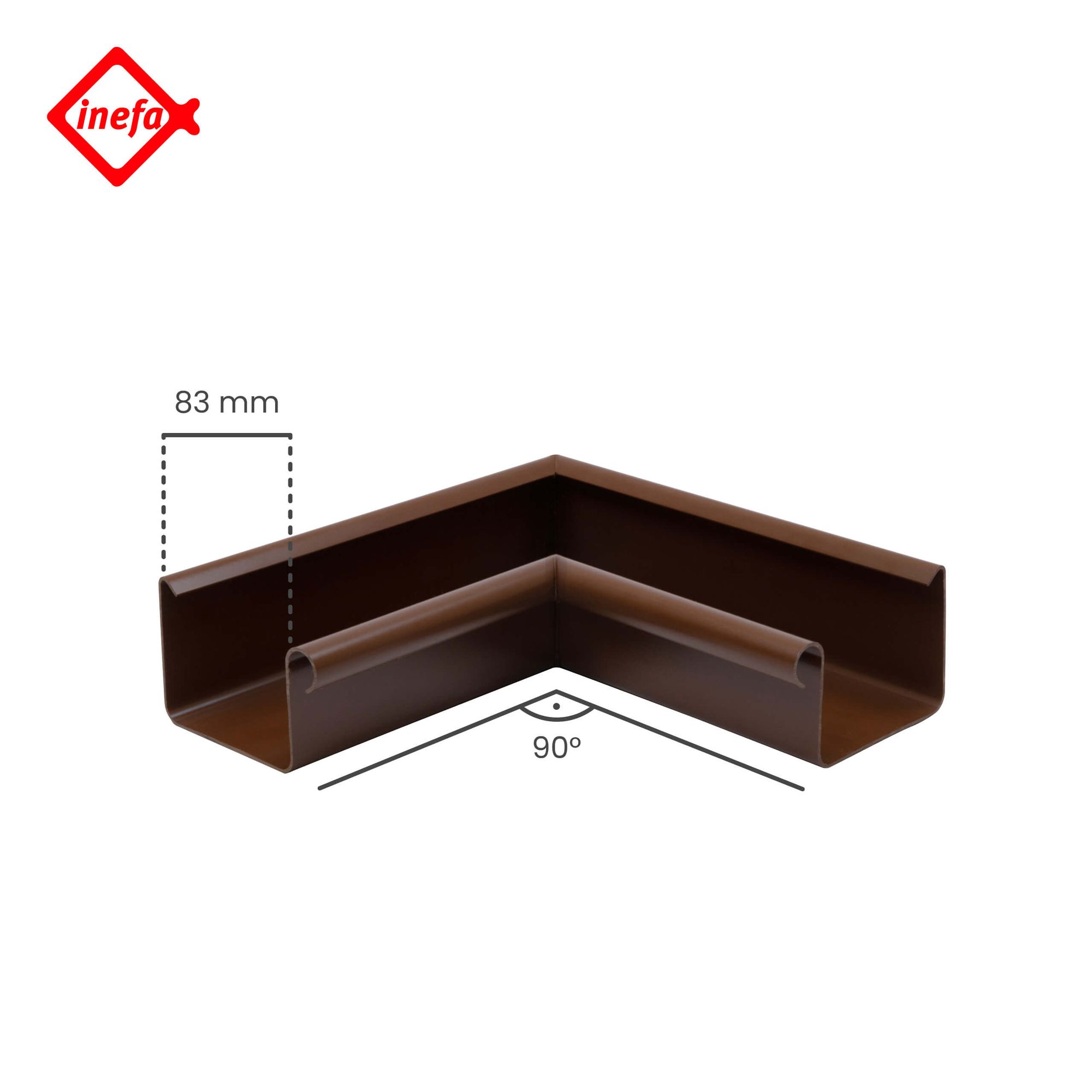 INEFA Angle de gouttière plastique 83mm 90 degrés intérieur marron - 2