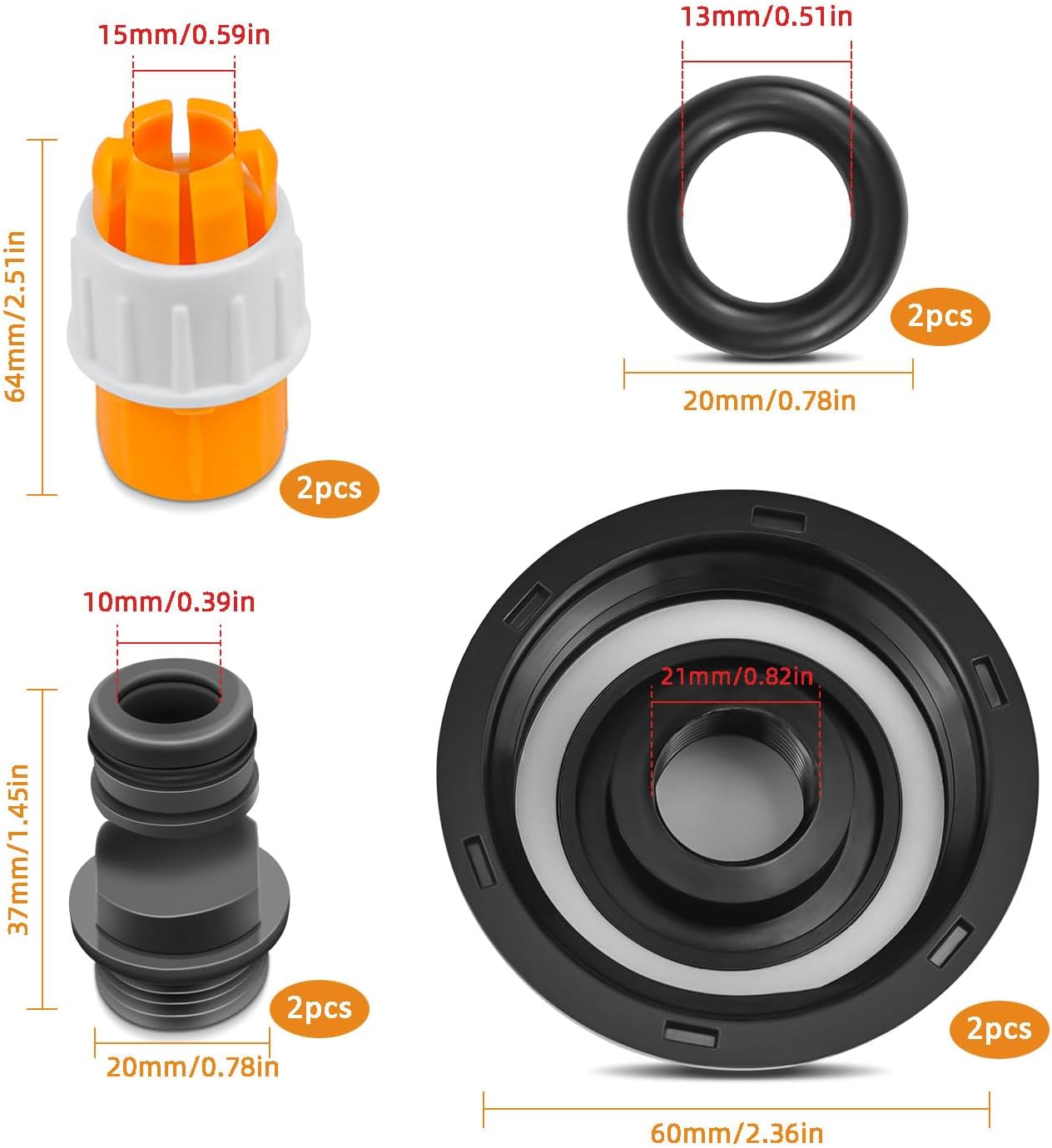 2x Couvercle de réservoir IBC avec raccord 1/2