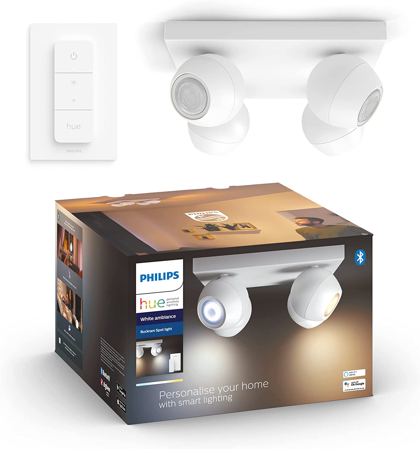 Ledkia Lampada da Soffitto White Ambiance Quattro Faretti GU10 Hue ...